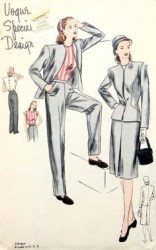 4640 VOGUE 1945 SPECIAL1 BUTTON  SUIT JACKET , SLACKS, BLOUSE PATTERN 14 32"B